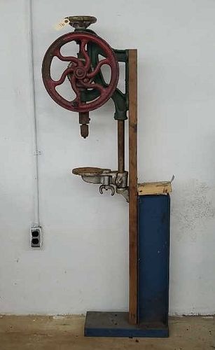 Vintage Hand Crank Drill Press On Stand