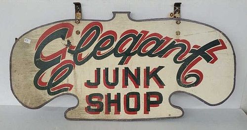 Wooden Double Sided "Elegant Junk Shop" Sign