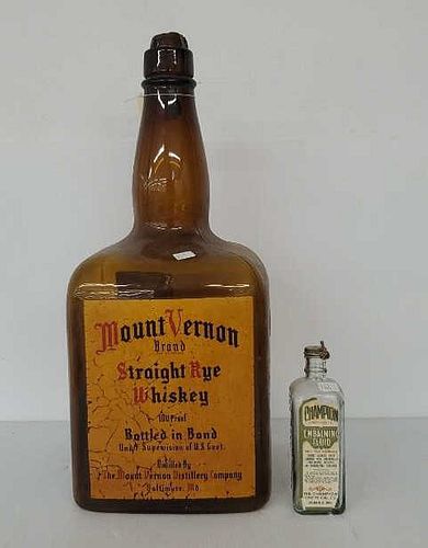 Mount Vernon Amber Colored Rye Whiskey Bottle