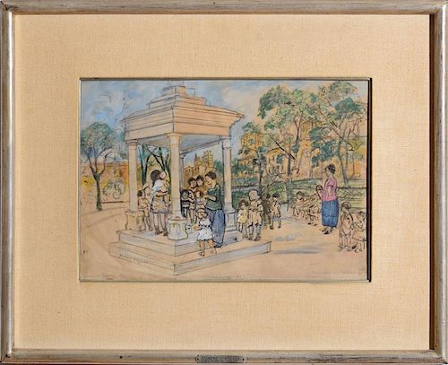 JEROME MYERS (1867-1940): FOUNTAIN, TOMPKINS SQUARE