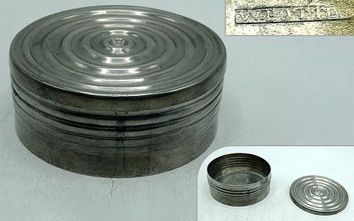 Rare Round Pewter Box by William Potter