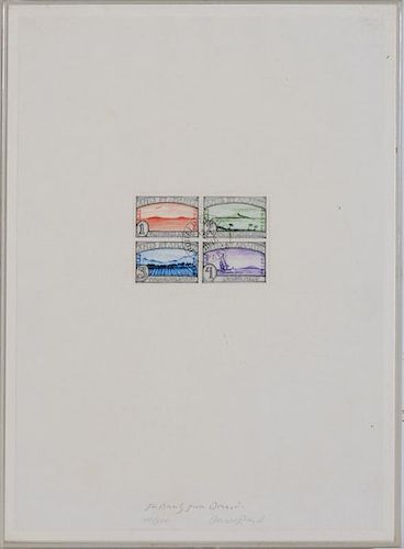 DONALD EVANS (1945-1977): FOUR POSTAGE STAMPS