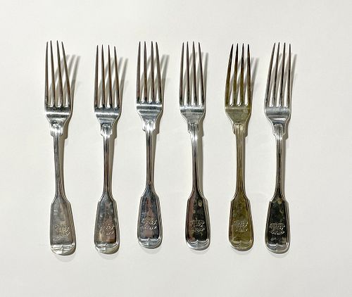 6 Coin Silver Dessert Forks