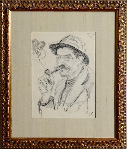 AMERICAN SCHOOL: MAN WITH A PIPE