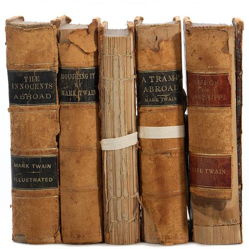 5 Vols. Mark Twain, Leatherbound, Some Firsts