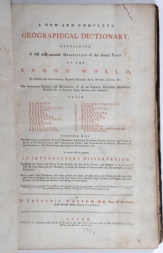 Geographical Dictionary, F. Watson, 1773