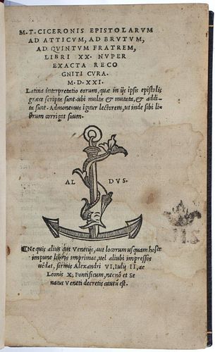 Cicero, Epistolarum ad Atticum, Aldine Press, 1521
