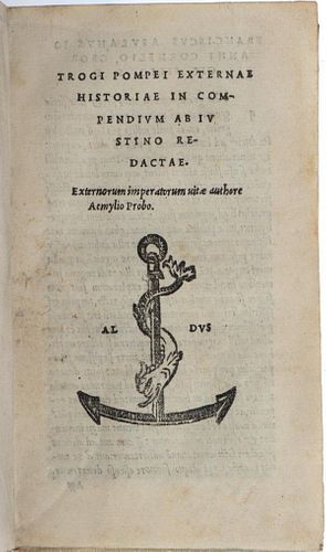 Pompey's Historiae, Justini, Aldine Press, 1522