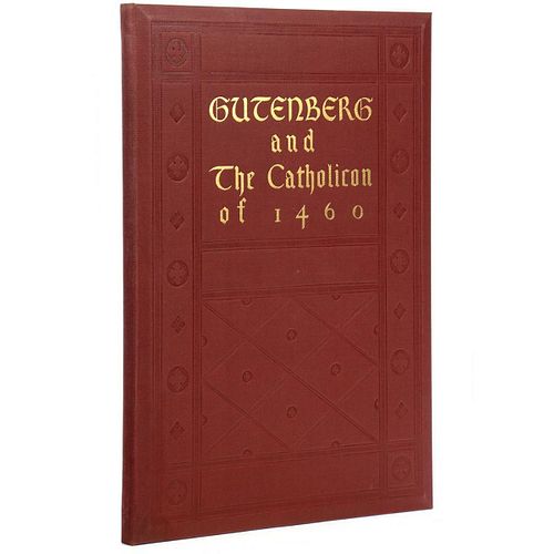 Gutenberg and Catholicon 1460, with Original Leaf