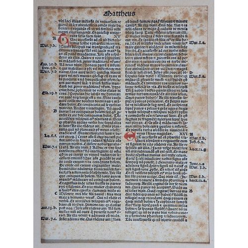 Rubricated Bible Leaf, 1491
