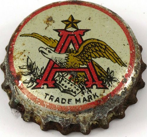 1905 Anheuser-Busch Beer Cork Backed crown Saint Louis, Missouri