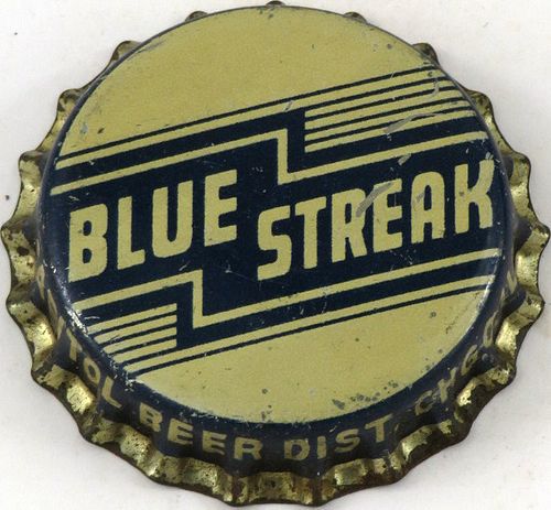 1937 Blue Streak Beer Cork Backed crown Chicago, Illinois