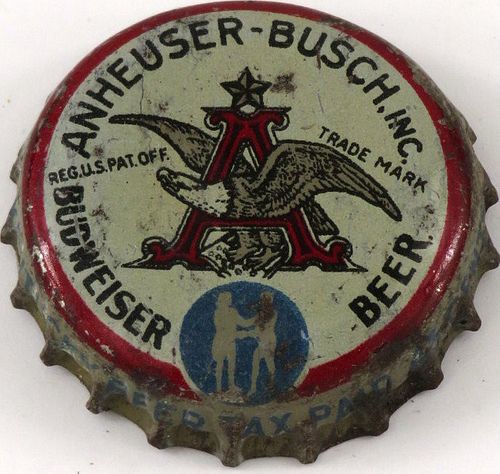 1937 Budweiser Beer ~KY .45¢ Tax Cork Backed crown Saint Louis, Missouri