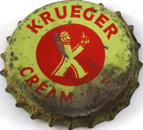 1956 Krueger Cream Ale (yellow) Cork Backed crown Newark, New Jersey