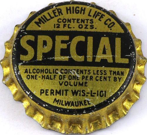 1922 Miller Special Brew 12oz Cork Backed crown Milwaukee, Wisconsin