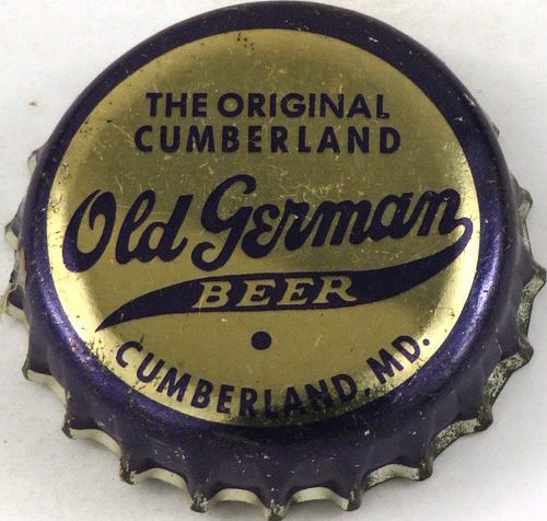 1956 Old German Beer Cork Backed crown Cumberland, Maryland