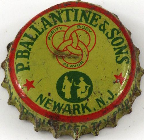 1946 P. Ballantine & Sons ~NC 1¼¢ tax Cork Backed crown Newark, New Jersey