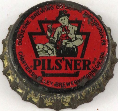 1940 Pils'ner Beer ~PA Pint Tax Cork Backed crown Pittsburgh, Pennsylvania