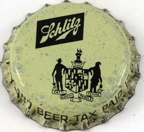 1950 Schlitz Beer ~MD 12oz Tax Cork Backed crown Milwaukee, Wisconsin