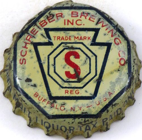 1938 Schreiber Brewing Co. ~PA Pint Tax Cork Backed crown Buffalo, New York