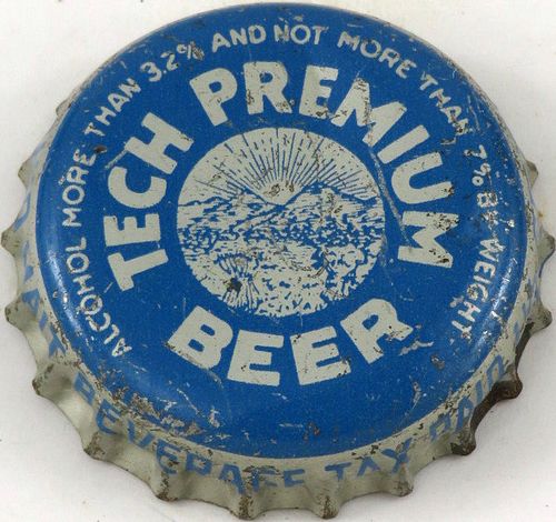 1952 Tech Beer ~OH 1½¢ tax Cork Backed crown Pittsburgh, Pennsylvania