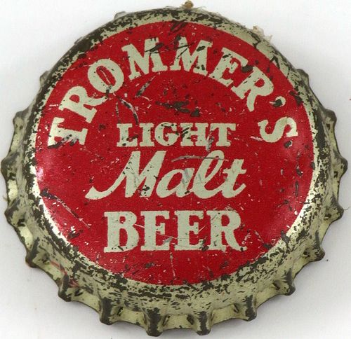1952 Trommer's Light Malt Beer Cork Backed crown Brooklyn, New York