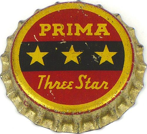 1933 Prima Three Star Beer Cork Backed crown Chicago, Illinois