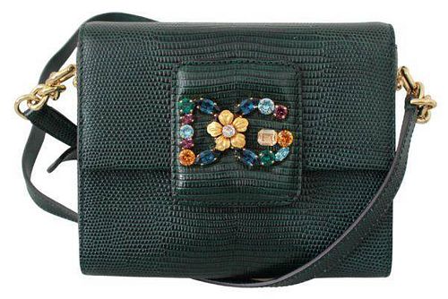 Green Leather Crystal Crossbody Millennials Purse Bag