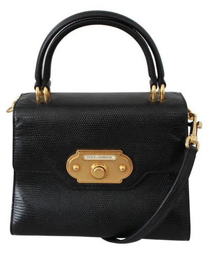 Leather Black Gold WELCOME Satchel Shoulder Purse Bag