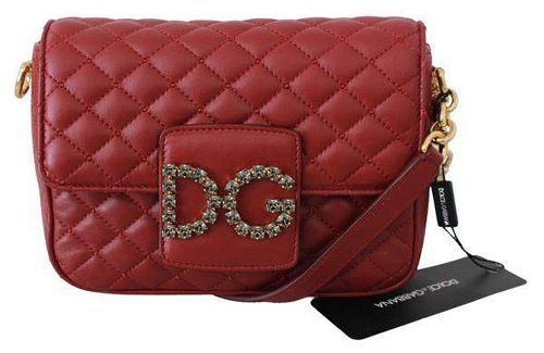 Red Quilted Leather Crystals Purse MILLENNIALS Bag