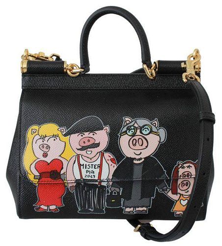 Black Leather Year of the Pig Purse Borse SICILY Bag