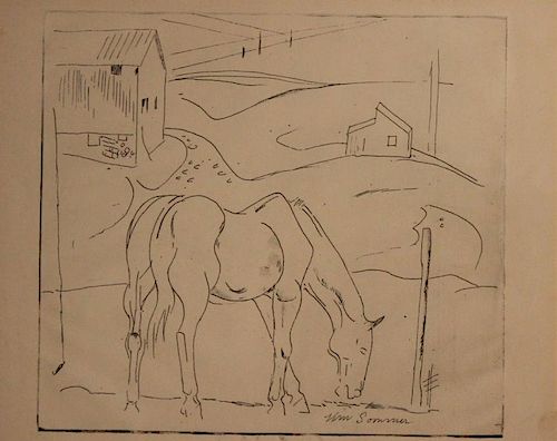 William Sommer (American 1867 - 1949) Grazing Horse