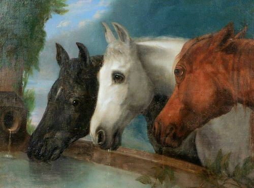 Portrait Of Three Horses Heads Oil Painting