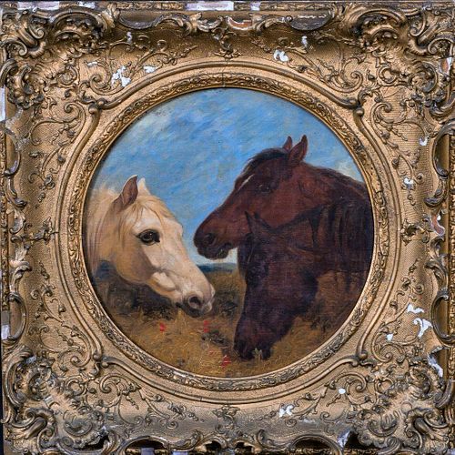 Portrait Of Three Horse Heads Oil Painting