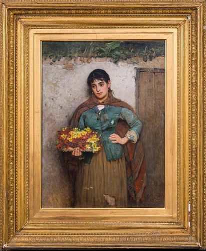 Flower Girl Portrait Oil Painting