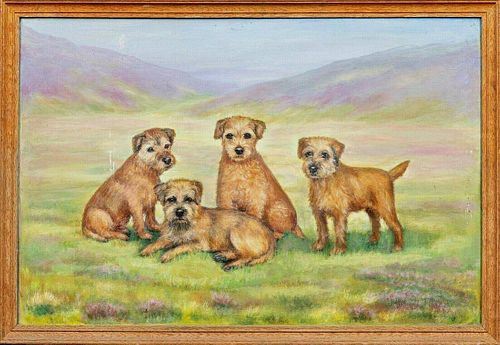 Terrier Dogs Portrait "Lucy, Linnet, Lorna & Lark" Oil