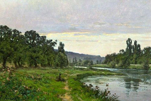 River Landscape Vertheuil, Nouvelle-Aquitaine Oil