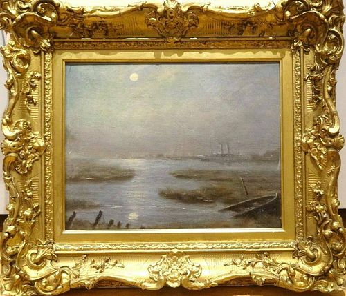 Thames River London Moonlit Oil Painting