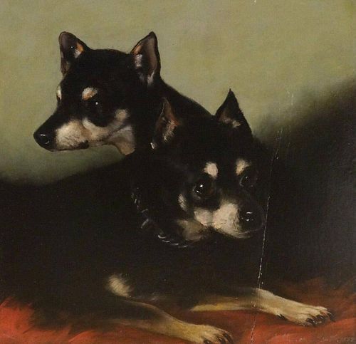 Manchester Terriers Dog Portrait Oil Painting