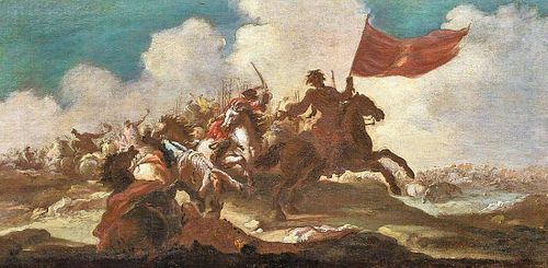Battle War Landscape Cavalry Painting Oil Painting