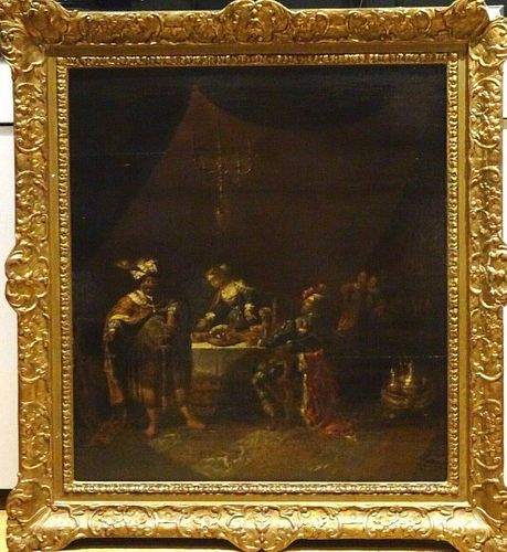 Ahasuerus & Hamas Feast of Esther Oil Painting