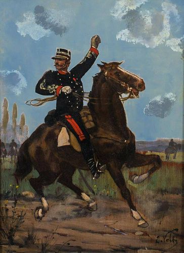 Hussar Cavalry Soldier Officer Portrait Oil Painting