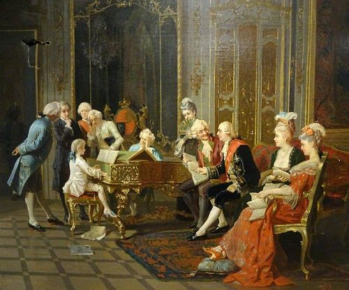 Interior Scene With Mozart Oil Painting