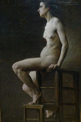 Nude Lady Studio Portrait Oil Painting