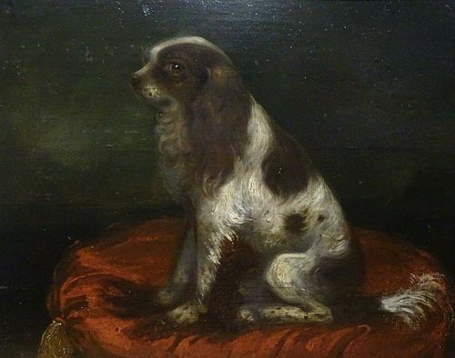 Portrait Of A King Charles Spaniel Dog Oil Painting
