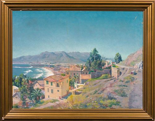 Malaga Beach Coastal Landscape Oil Painting