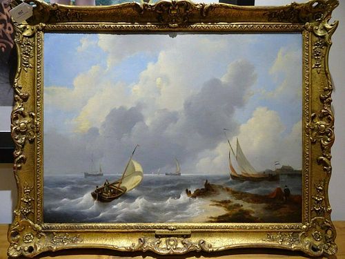 Coastal Shipping Oil Painting