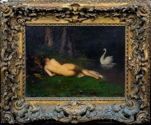 Nude Sleeping & Swan Oil Painting