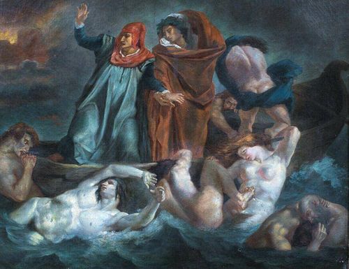Dante & Virgil Hell Purgatory Oil Painting