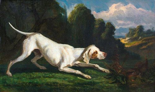 Hound Dog & Pheasant Hunting Oil Painting